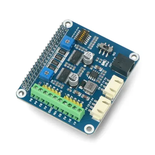 Krokový motor HAT - dvoukanálový ovladač krokového motoru 28V / 2,5A pro Raspberry Pi - Waveshare 15669 Dokud Zásoby Vydrží