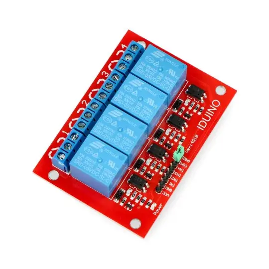 Víkendová Akce Reléový modul Iduino 4 kanály - kontakty 10A / 250VAC - cívka 5V