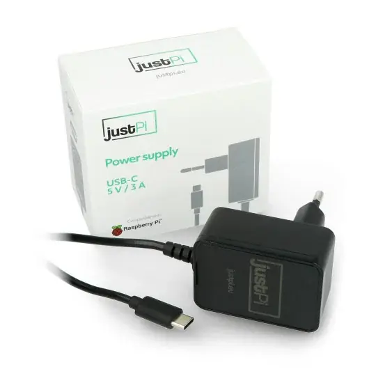 Akční Nabídka JustPi USB C 5V / 3A napájecí zdroj pro Raspberry Pi 4B