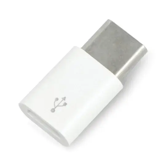 Adaptér USB micro-B na USB-C - originální pro Raspberry Pi 4 - bílý Zlevněný