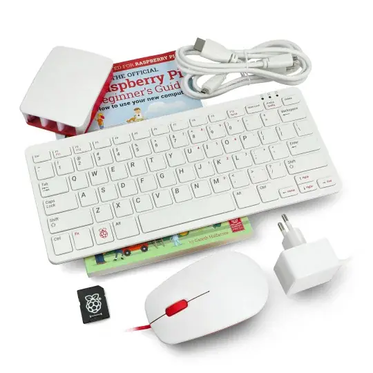 Autentický Desktop Kit oficiální sada s krytem, klávesnicí a myší červeno-bílá pro Raspberry Pi 4B