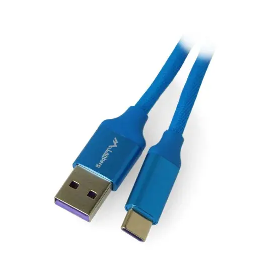 Lanberg USB A 2.0 - USB C kabel 5A modrý oplet - 1m Nízká Cena