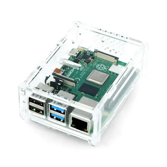 Cenově Výhodný Pouzdro Raspberry Pi 4B s držákem na fotoaparát - průhledné
