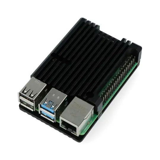 Pouzdro JustPi pro Raspberry Pi 4B - hliník - černé - LT-4B03 Výprodej