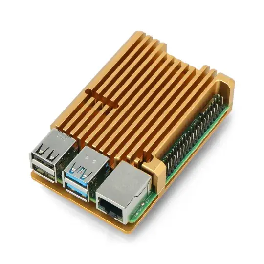 Ověřený Pouzdro JustPi pro Raspberry Pi 4B - hliník - měď - zlato - LT-4B03