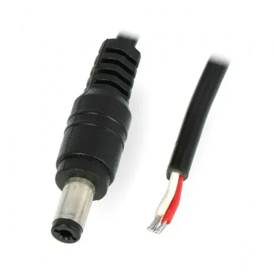 Levný DC 5,5x2,1mm zástrčka s kabelem 20AWG - 1m
