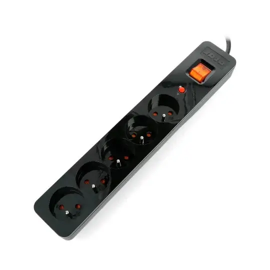 Prodlužovací kabel s bezpečnostním Acar X5 černý - 5 zásuvek - 1,5 m Přímo Od Výrobce