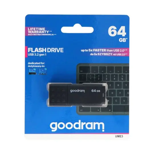 Dokud Zásoby Vydrží GoodRam Flash Drive - USB 3.2 Pendrive - UME3 černý 64 GB