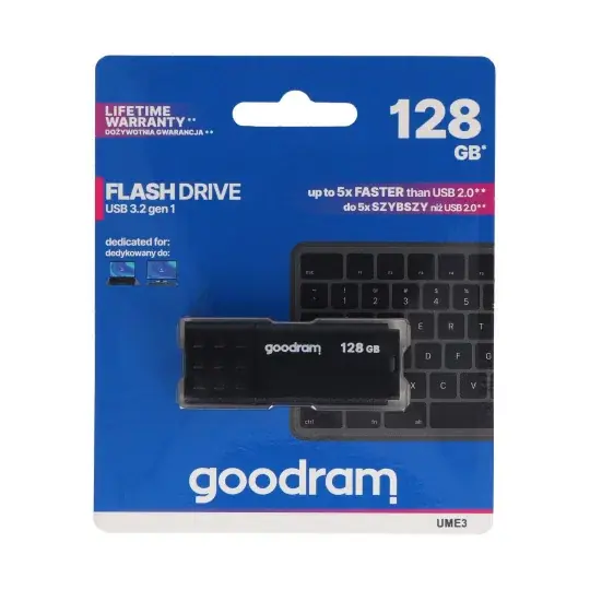 Výprodej Flash disk GoodRam - USB 3.2 Gen 1 - UME3 černý 128GB