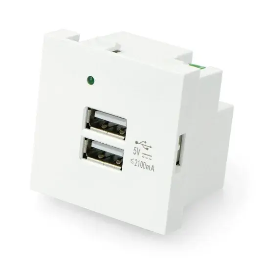 Ihned K Objednání Zapuštěná zásuvka 250V nabíječka 2x USB 45x45mm 2,1A - bílá