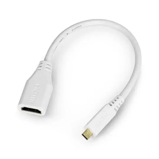 MicroHDMI - adaptér HDMI originální pro Raspberry Pi 4B/5 - 235 mm - bílý Novinka