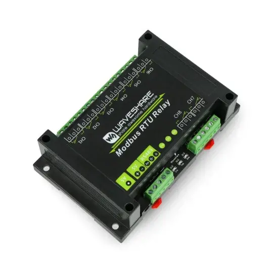 8kanálový reléový modul s optoizolací - 10A / 250VAC kontakty - 5V cívka - Modbus RS485 - Waveshare 17658 Nízká Cena