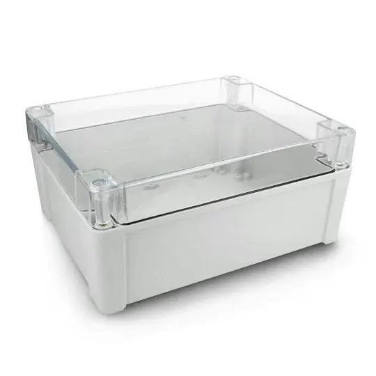 Kradex - Hermetické pouzdro ZP240.190.105SJp IP67 TM ABS - 240x190x105mm s mosaznými průchodkami - světle šedá - průhledná Finální Výprodej