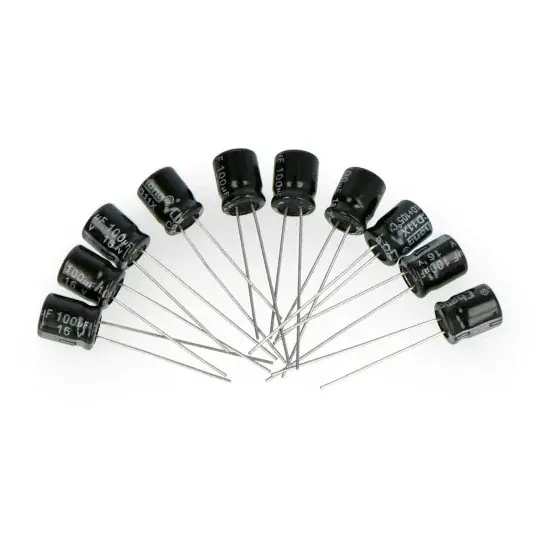Elektrolytický kondenzátor 100uF / 16V 6x7mm 105C THT - 10ks. Novinka
