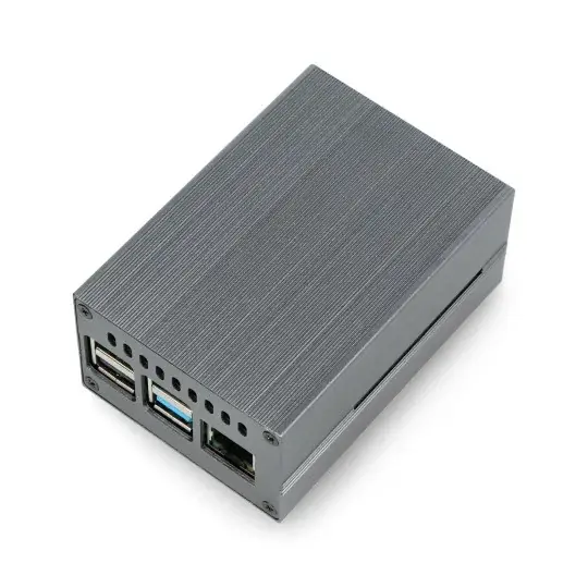 Autentický Pouzdro pro Raspberry Pi 4B s ventilátorem - hliník - šedá