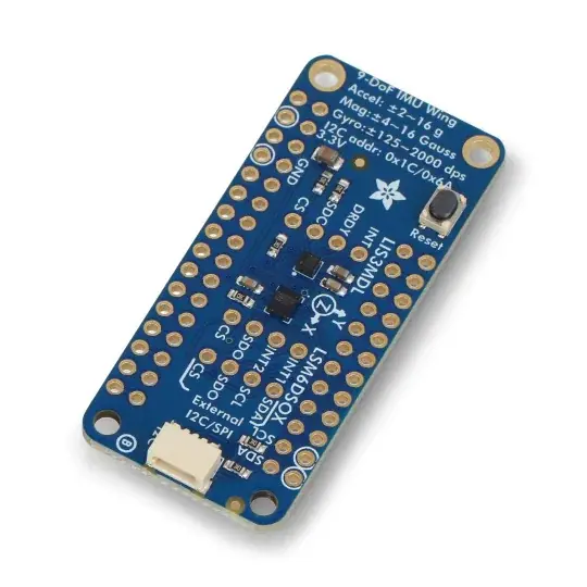 Vysoce Kvalitní LSM6DSOX + LIS3MDL IMU 9DoF FeatherWing - 3osý akcelerometr, gyroskop a magnetometr - štít pro Feather - Adafruit 4565