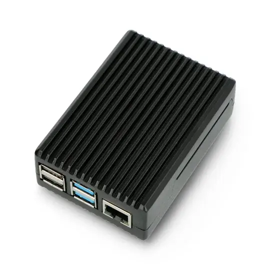 Pouzdro pro Raspberry Pi 4B - s výřezy - hliník - černé Finální Výprodej