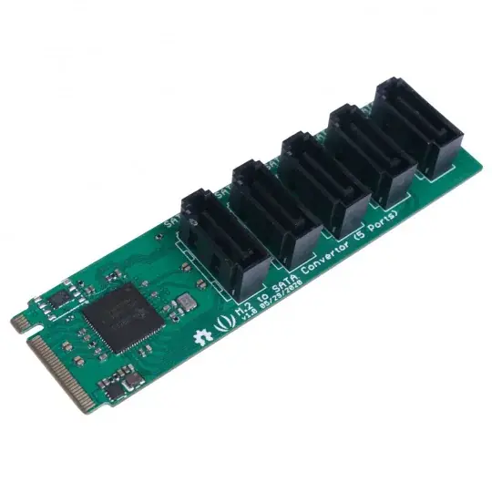 Převodník PCIe 3.0x2 M.2 NGFF Key M na SATA 3.0 6Gb / s - 5 portů - JMB585 - pro Odyssey-X86J4105 - Seeedstudio 103990543 Víkendová Akce