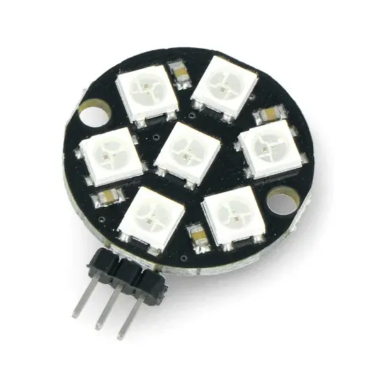 Rychlé Dodání RGB LED kroužek 7 x WS2812 5050 - pájené konektory
