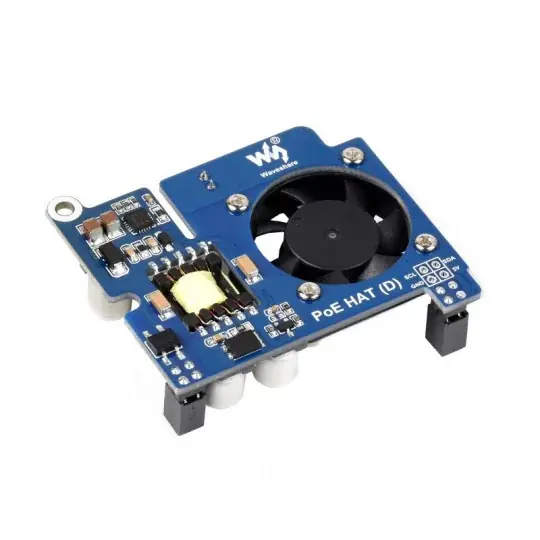 Power over Ethernet HAT (D) - napájecí zdroj PoE a síť 802.3af - pro Raspberry Pi 3B + / 4B - Waveshare 19532 Výprodej