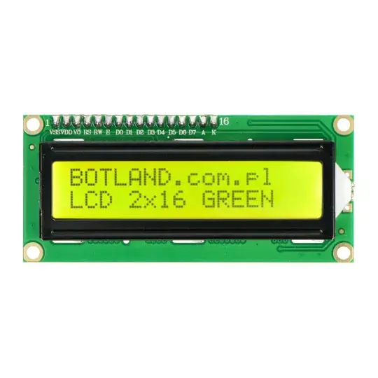 LCD displej 2x16 znaků zelený s konektory - justPi Speciální Cena