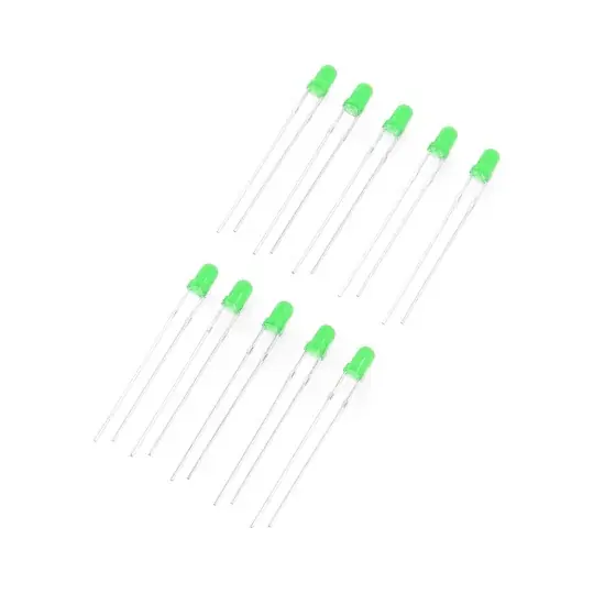 LED 3mm zelená - 10ks - justPi Dokud Zásoby Vydrží