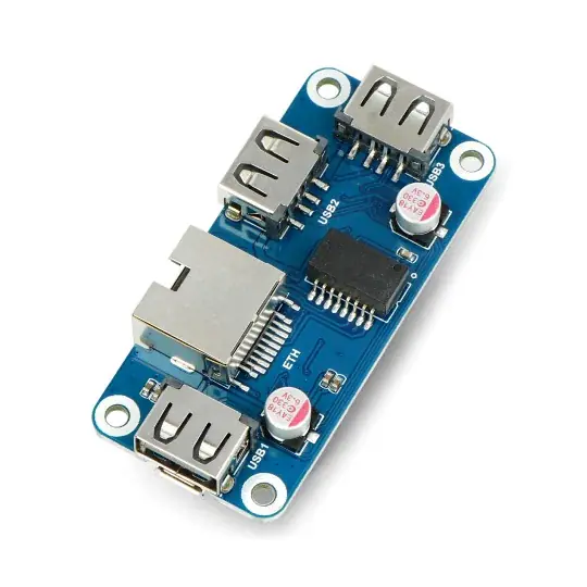 Nízká Cena HUB Ethernet / USB (B) - 3xUSB 1xRJ45 Ethernet - překrytí pro Raspberry Pi - Waveshare 20416