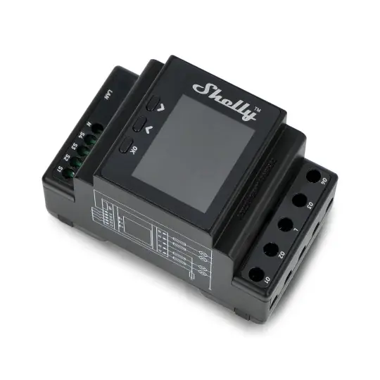 Originální Shelly Pro 4PM - 4kanálový WiFi 230V ovladač s displejem - Android / iOS aplikace