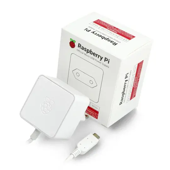 Super Cena MicroUSB 5,1V / 2,5A napájení pro Raspberry Pi 3B + / 3A + / 3B / 2B / Zero / Zero 2 originál - bílá