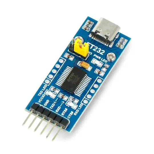Konvertor USB-UART TTL FT232 - zásuvka USB typu C - Waveshare 20646 Finální Výprodej