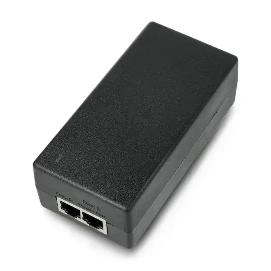 Značkový Stolní PoE zdroj - RJ45 - se zásuvkou IEC C14 - 48V / 1A / 48W - černý - IPS