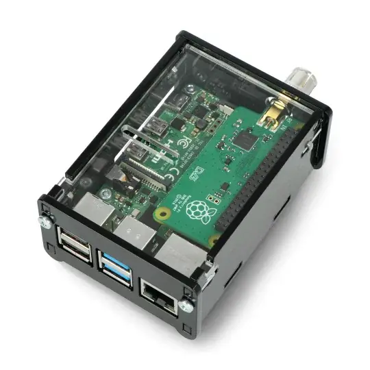 Pouzdro pro Raspberry Pi 4B a TV HAT DVB-T tuner - černé a průhledné Cenová Bomba