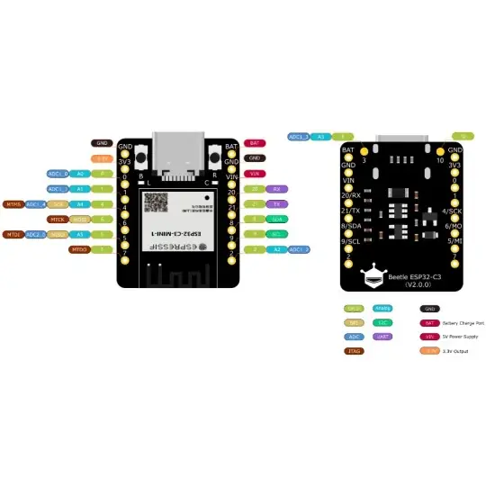 Pouze Dnes Beetle ESP32 - C3 RISC-V - s mikrokontrolérem Espressif ESP32-C3 RISC-V - WiFi - Bluetooth - DFRobot DFR0868