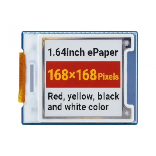 Displej e-papíru – 1,64'' 168x168px – 4 barvy – SPI – Waveshare 22755 Autentický