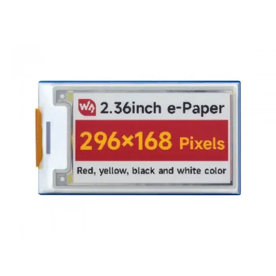 Displej e-papíru – 2,36'' 296x168px – 4 barvy – SPI – Waveshare 23151 Rychlé Dodání