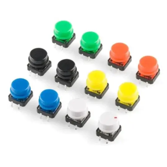 Cenový Hit Tact Switch 12x12mm - kulatý - barevné krytky - 15ks