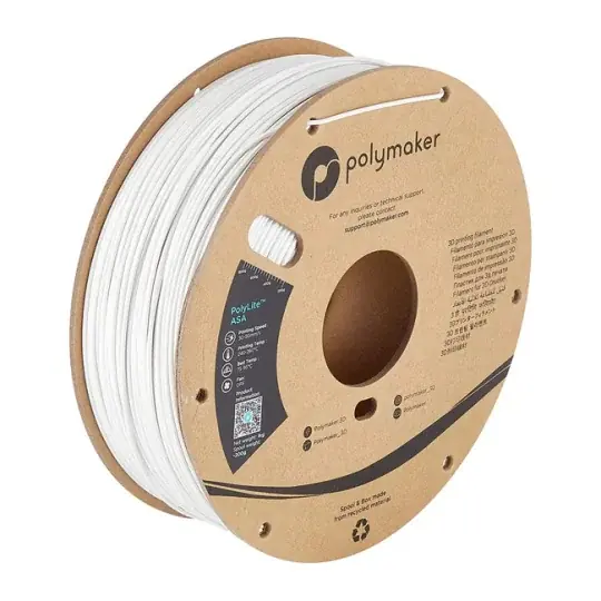 Omezená Nabídka Polymaker PolyLite ASA filament 1,75mm 1kg - Bílá