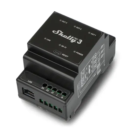 Shelly Pro 3 - 3kanálový WiFi 230V ovladač - Android/iOS aplikace Pouze Dnes