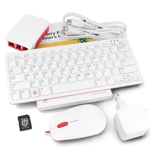 Oficiální set Desktop Kit s pouzdrem, červenobílou klávesnicí a myší pro Raspberry Pi 5 Výhodná Nabídka