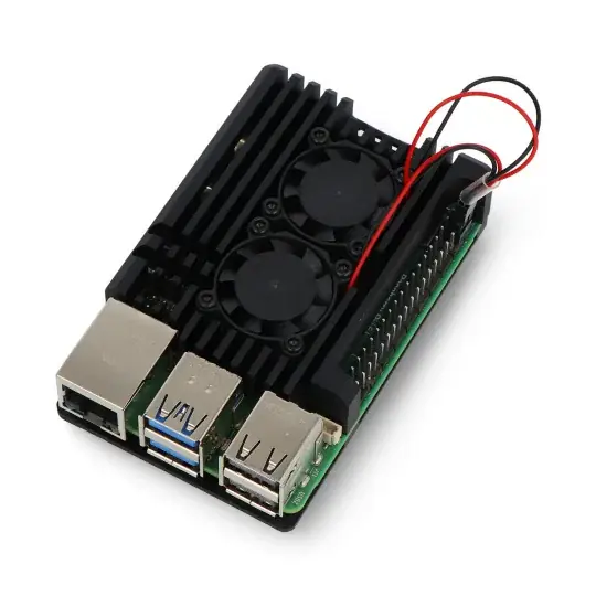 Finální Výprodej justPi pouzdro pro Raspberry Pi 5 se dvěma ventilátory - hliník - černá