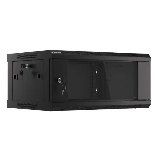 Novinka Závěsná racková instalační skříň - 19'' 4U 600x450mm - černá - Lanberg WF01-6404-10B