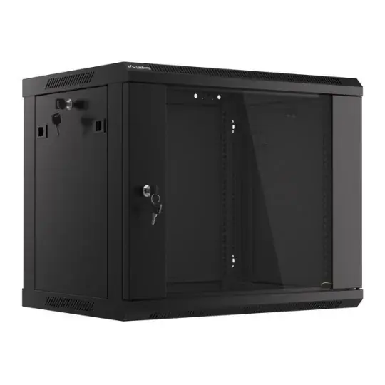 Závěsná racková instalační skříň - 19'' 9U 600x450mm - černá - Lanberg WF01-6409-10B Tovární Cena