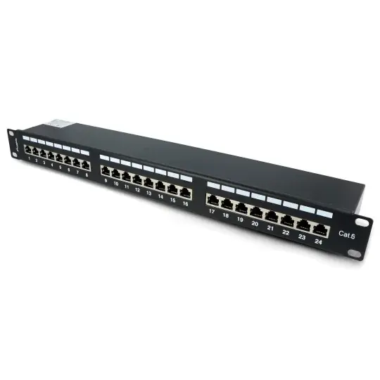 Patch Panel 24portový stíněný - pro 19'' serverové racky - 1U kat. 6 FTP - černý - Lanberg PPS6-1024-B Časově Omezené