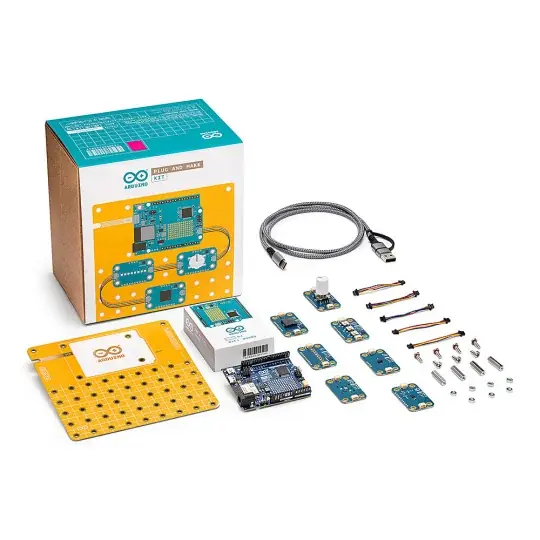 Přímo Od Výrobce Arduino Plug and Make Kit - Arduino Uno R4 WiFi set a 7 Qwiic modulů - AKX00069