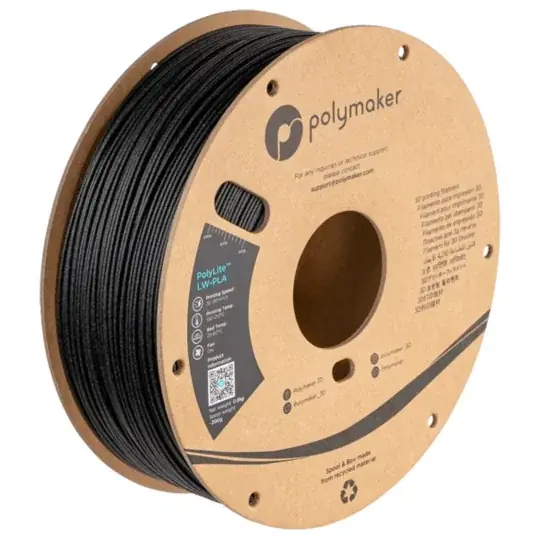 Polymaker vlákna PolyLite LW-PLA 1,75 mm 0,80 kg - Černá Časově Omezené
