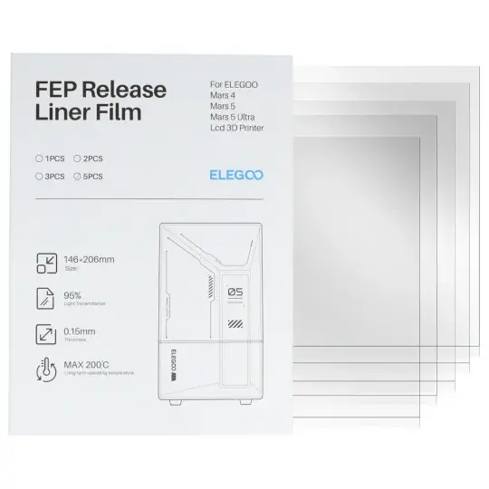 FEP fólie pro tiskárny Elegoo Mars 4/5/5 Ultra 3D - 206x146mm - 5 ks. Expresní Doručení