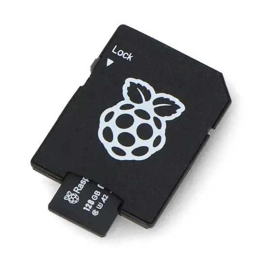 Rychlé Dodání Paměťová karta Raspberry microSD 128GB 100MB/s třída A2 s OS Raspberry Pi - včetně adaptéru a pouzdra