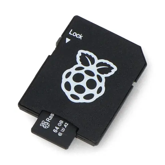 Paměťová karta Raspberry microSD 64GB 100MB/s třída A2 s OS Raspberry Pi - včetně adaptéru a pouzdra Novinka