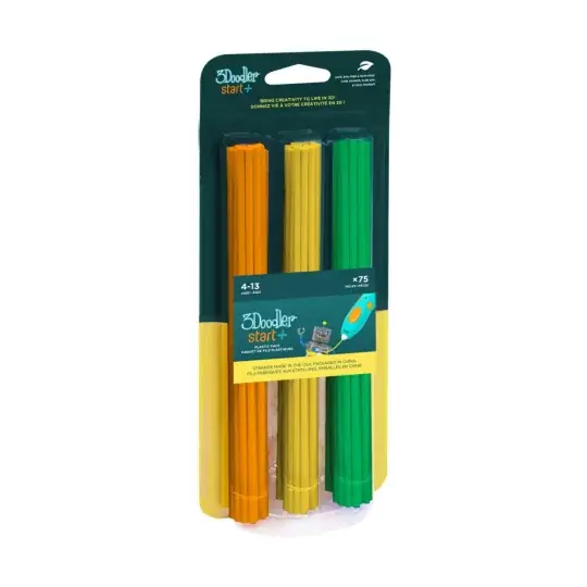 Oblíbený 3Doodler Start+ filament 2,5 mm - 75 kusů - mandarinko-červená/citrónová kůra/jarní zelená