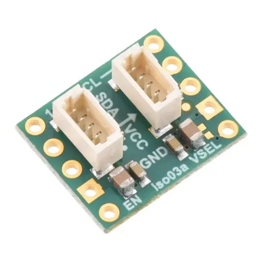 Akce ISO1640 - Obousměrný I2C izolátor s izolovaným napájením - JST SH 4pinový - 5V/3,3V, 200mA - Pololu 5393